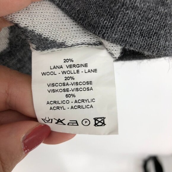 Eleonora Amadei NWT Wool blend Two Tone Grey Off White geometric print Sweater S - Picture 8 of 10